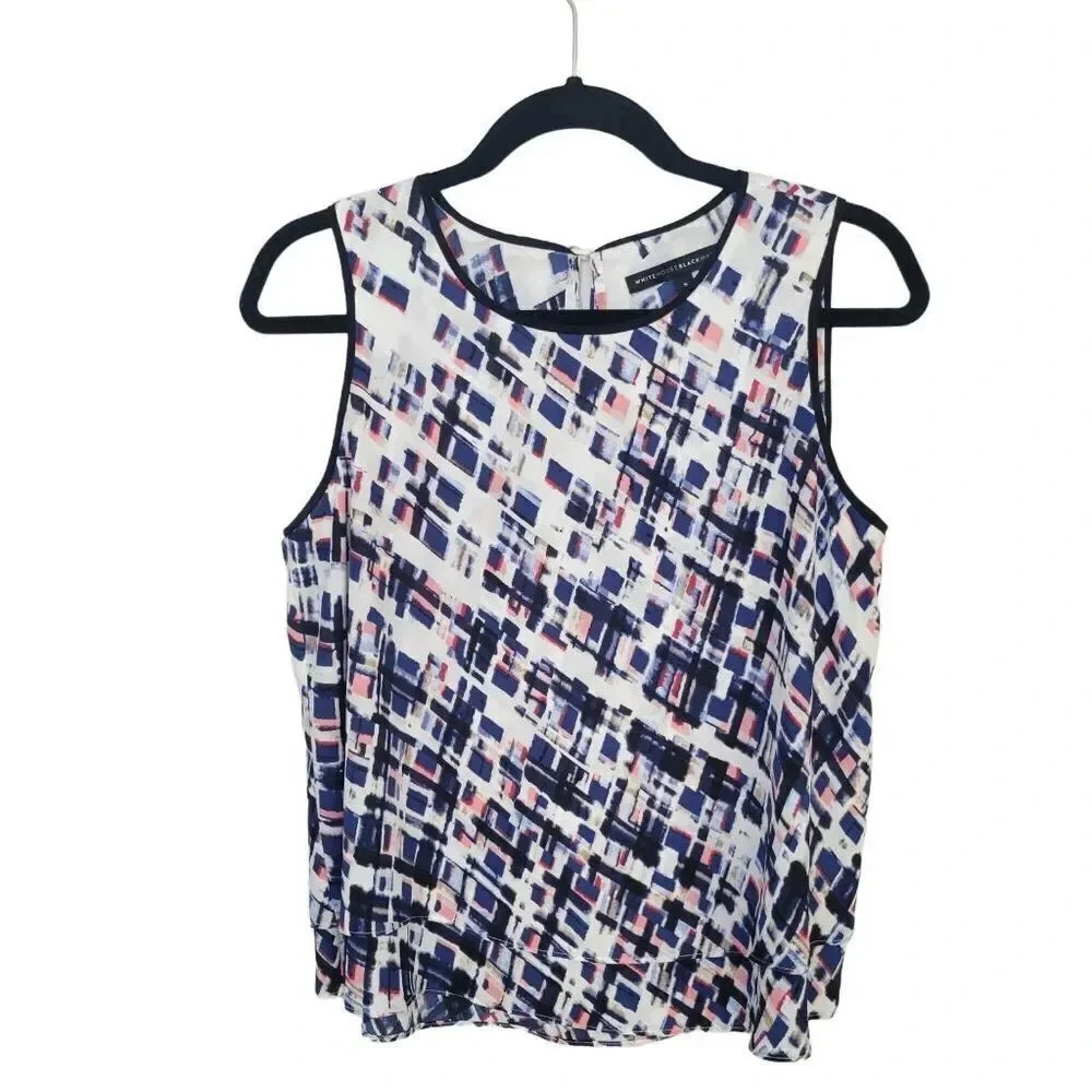 White House Black‎ Market Geo-Print Layered A-Line Shell Top